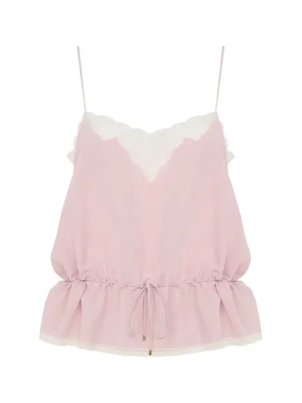 Camisole top in crêpe de chine & lace Camisole top in crêpe de chine & lace
