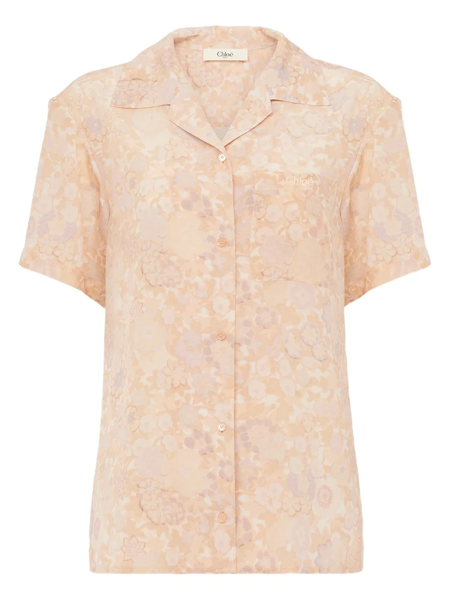 Chloé Short-sleeve blouse in crêpe de chine