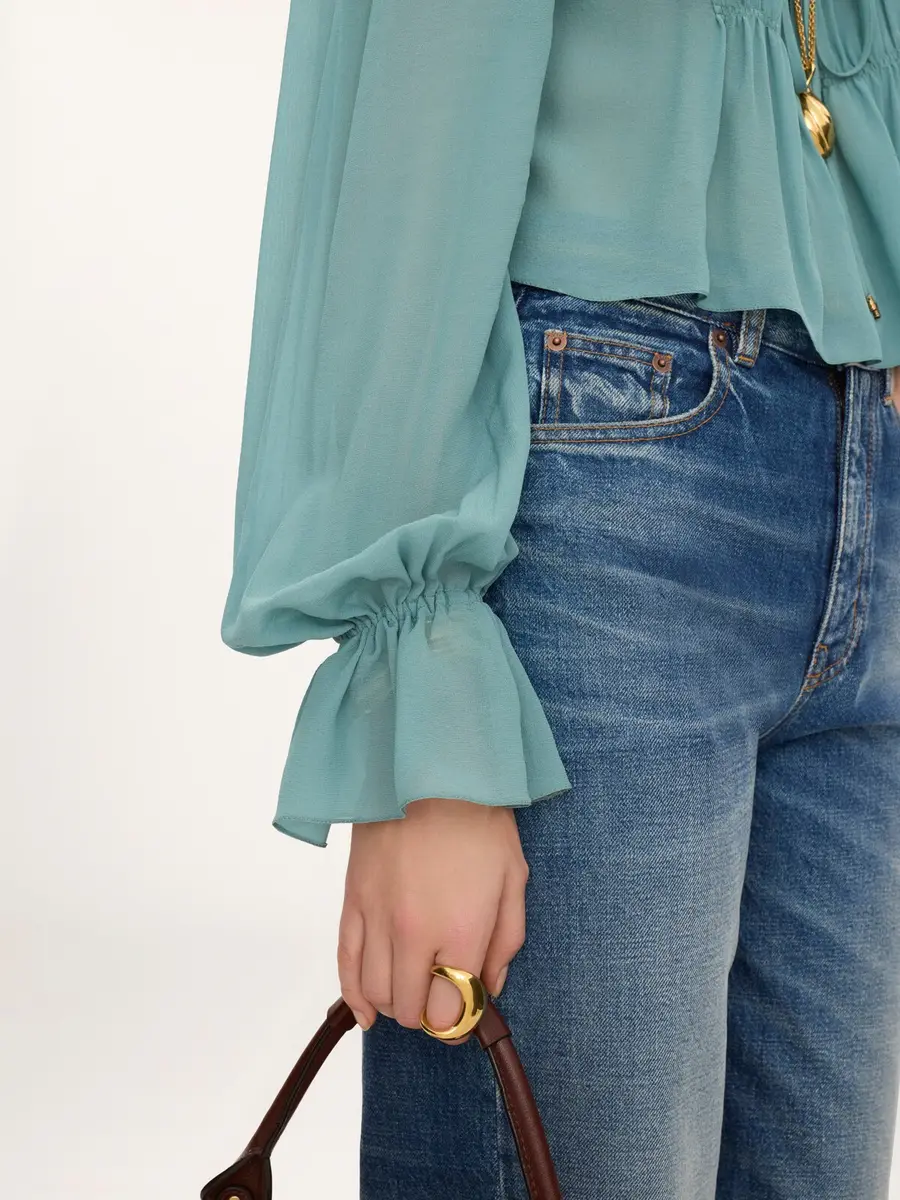 Chloé Scoop-neck cropped top in silk georgette & lace | Thumbnail 7 Chloé Scoop-neck cropped top in silk georgette & lace | Thumbnail 7