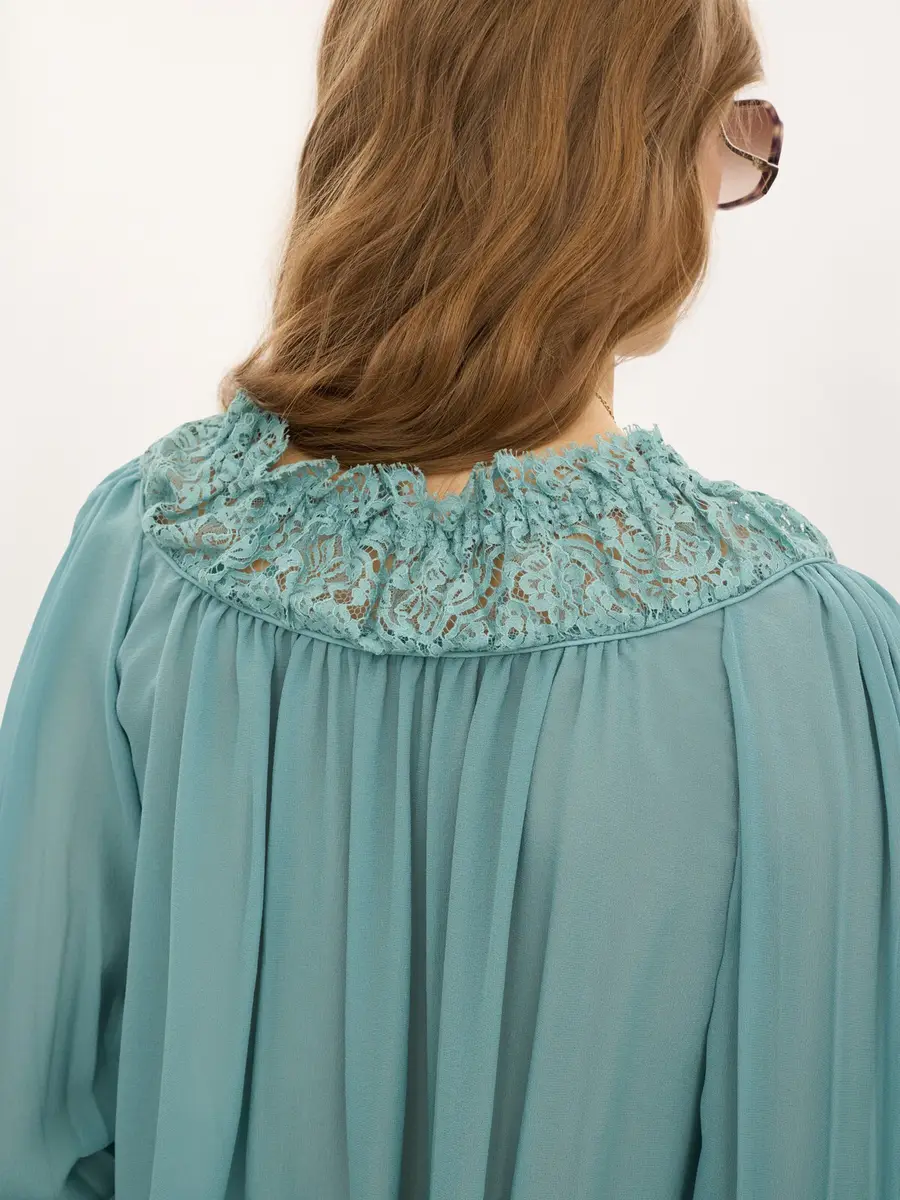 Chloé Scoop-neck cropped top in silk georgette & lace | Thumbnail 8 Chloé Scoop-neck cropped top in silk georgette & lace | Thumbnail 8