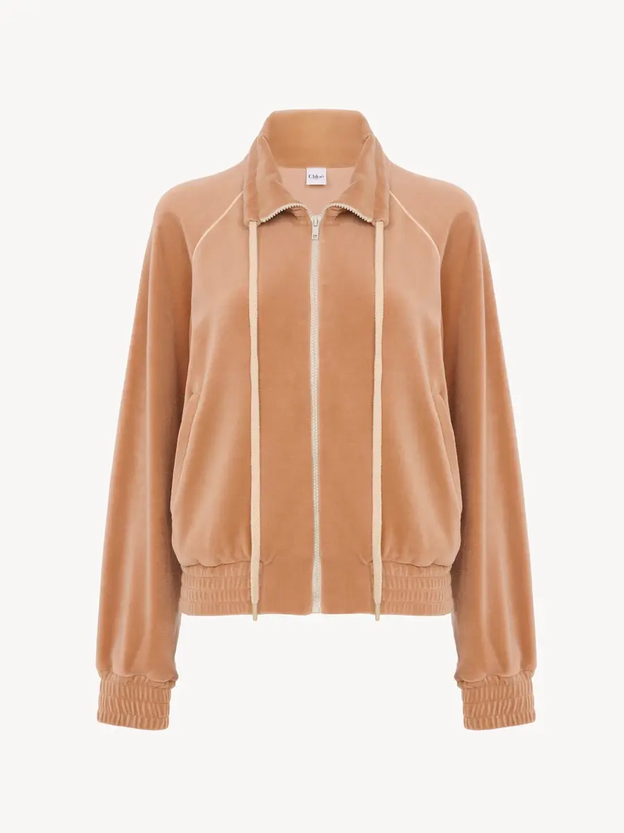 Chloé High-neck logo tracksuit jacket in velvet | Thumbnail 2