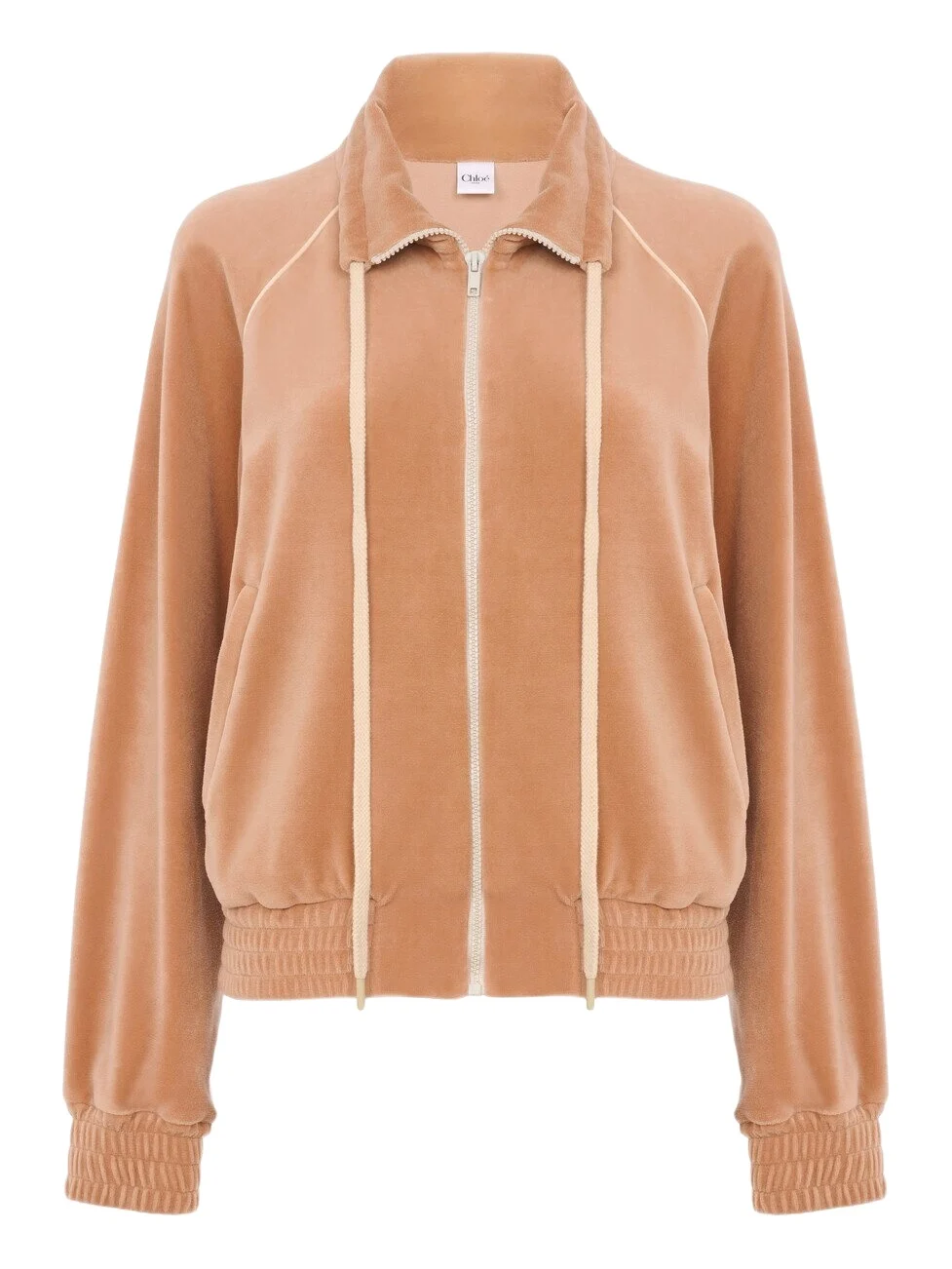 High-neck logo tracksuit jacket in velvet