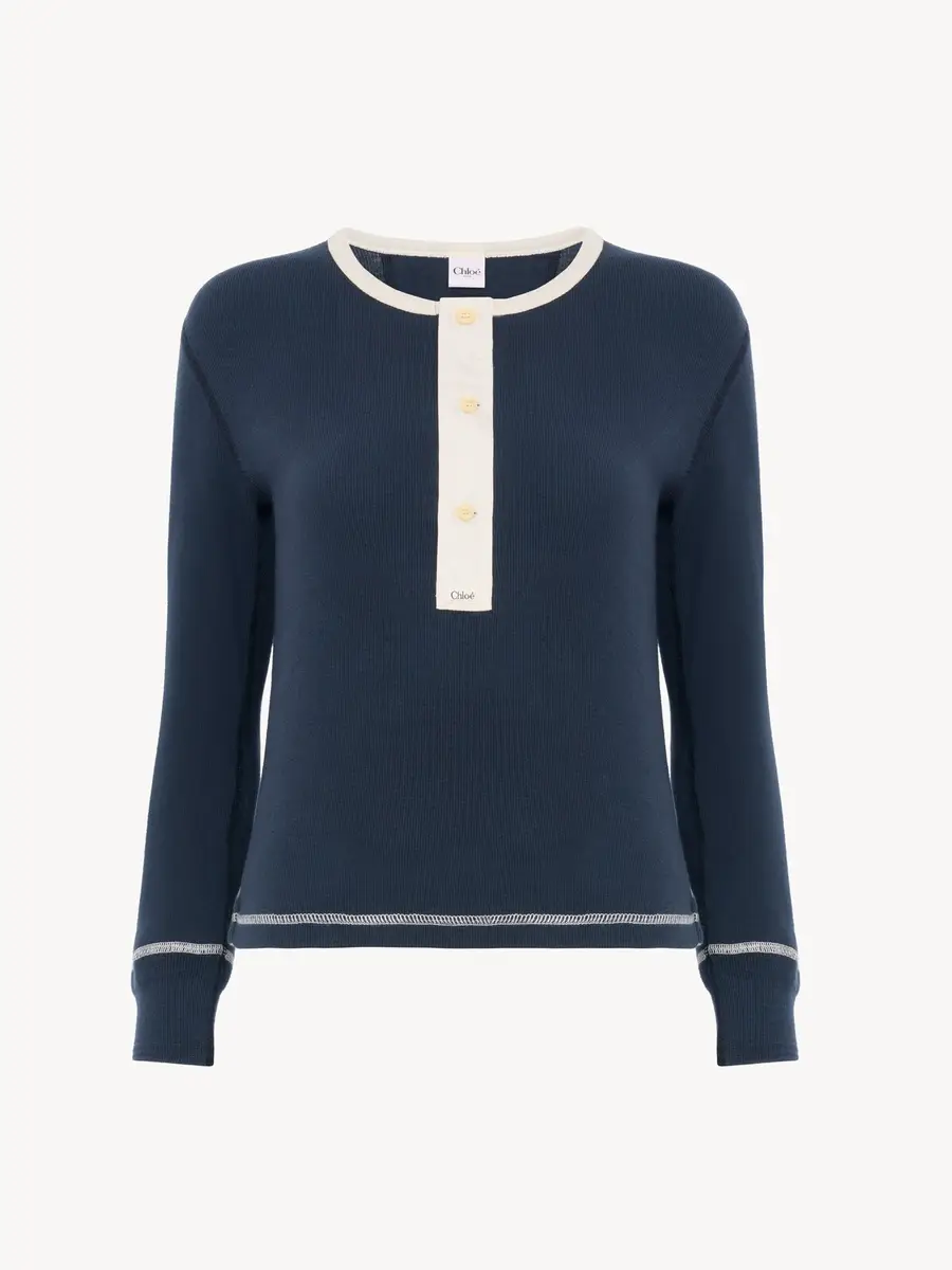 Chloé Fitted Henley shirt in cotton jersey | Thumbnail 2
