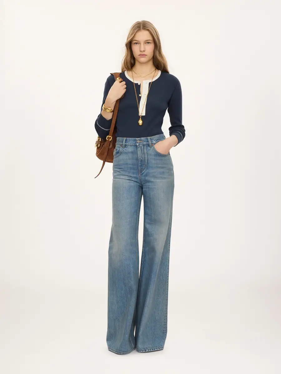Chloé Fitted Henley shirt in cotton jersey | Thumbnail 3