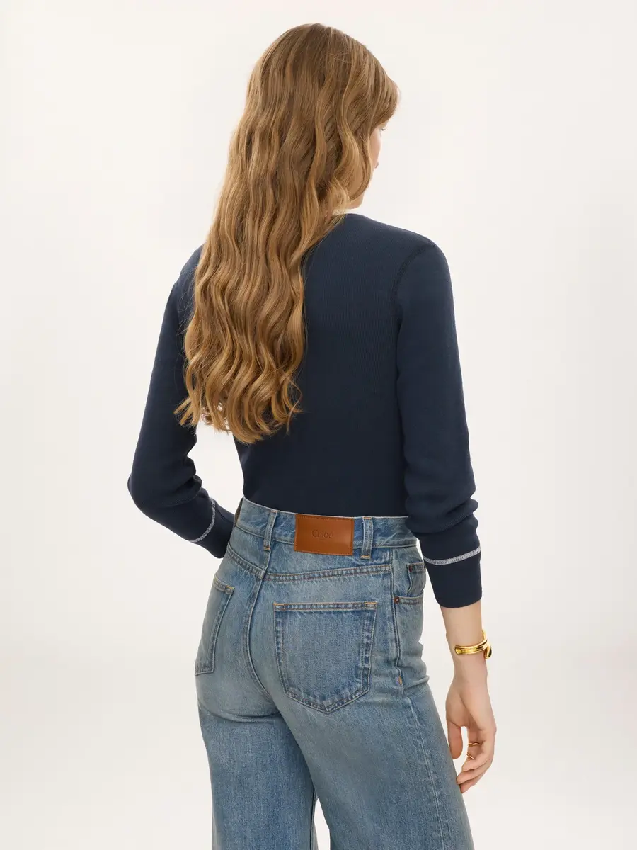 Chloé Fitted Henley shirt in cotton jersey | Thumbnail 5