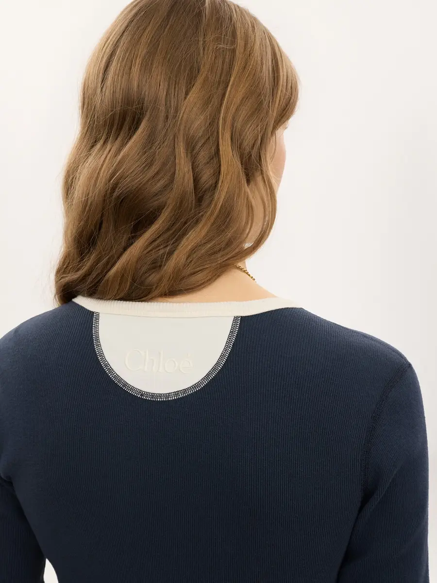 Chloé Fitted Henley shirt in cotton jersey | Thumbnail 7