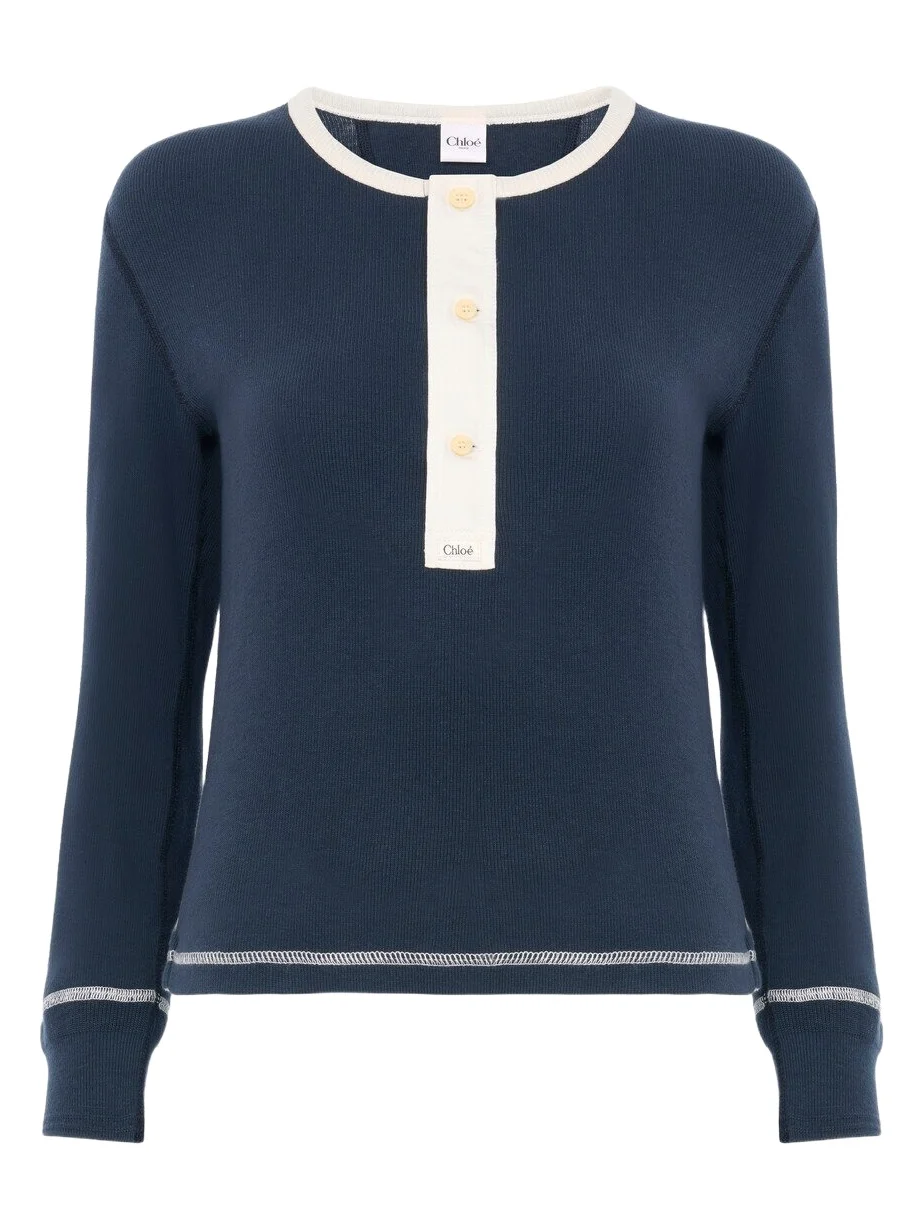 Chloé Fitted Henley shirt in cotton jersey