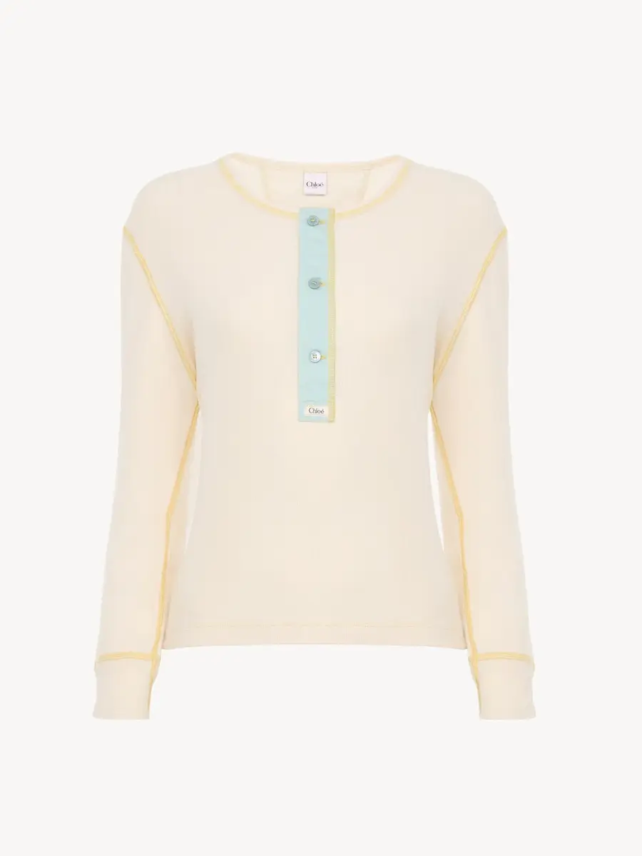 Chloé Fitted Henley shirt in cotton jersey | Thumbnail 2 Chloé Fitted Henley shirt in cotton jersey | Thumbnail 2