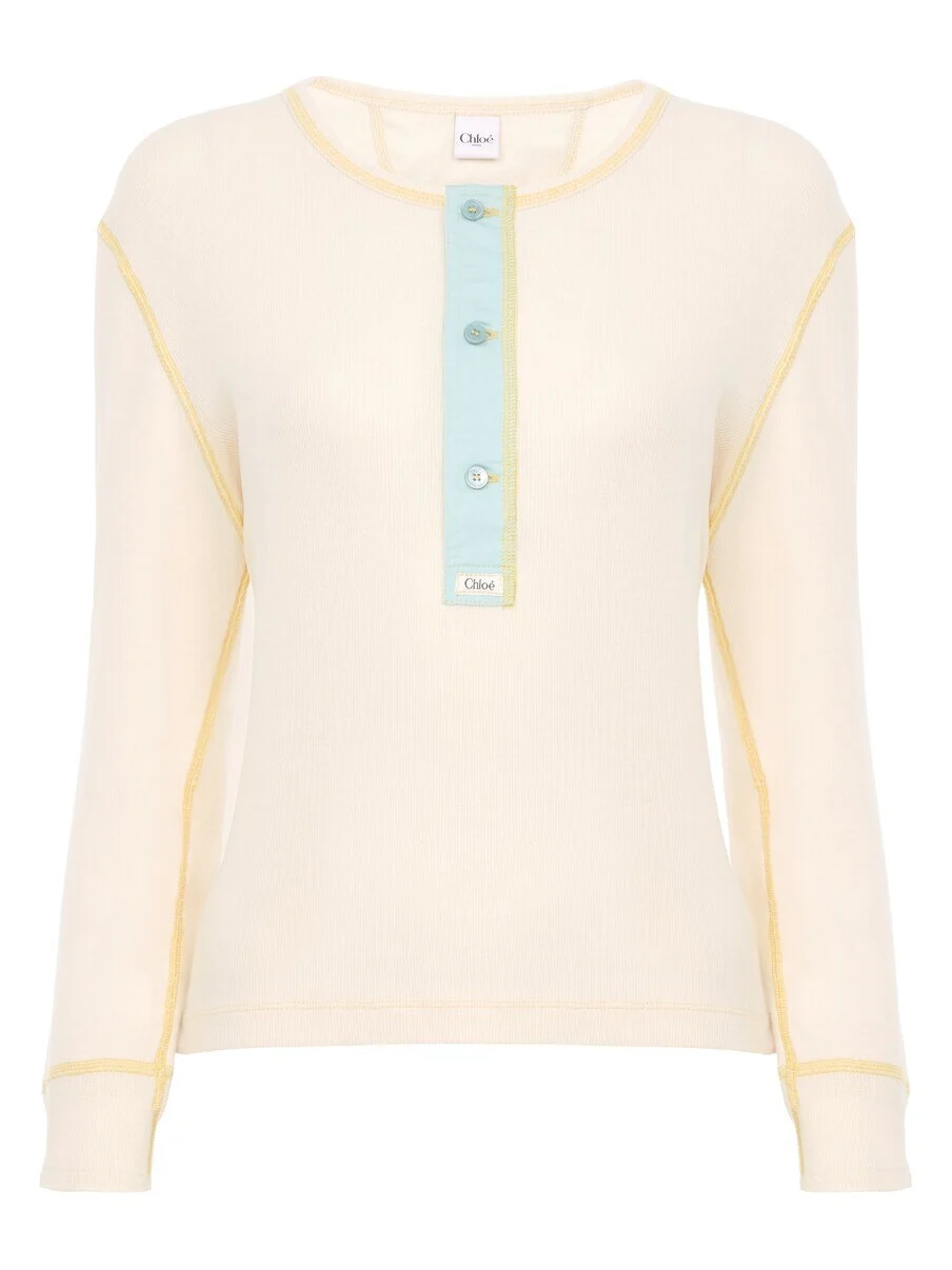 Chloé Fitted Henley shirt in cotton jersey