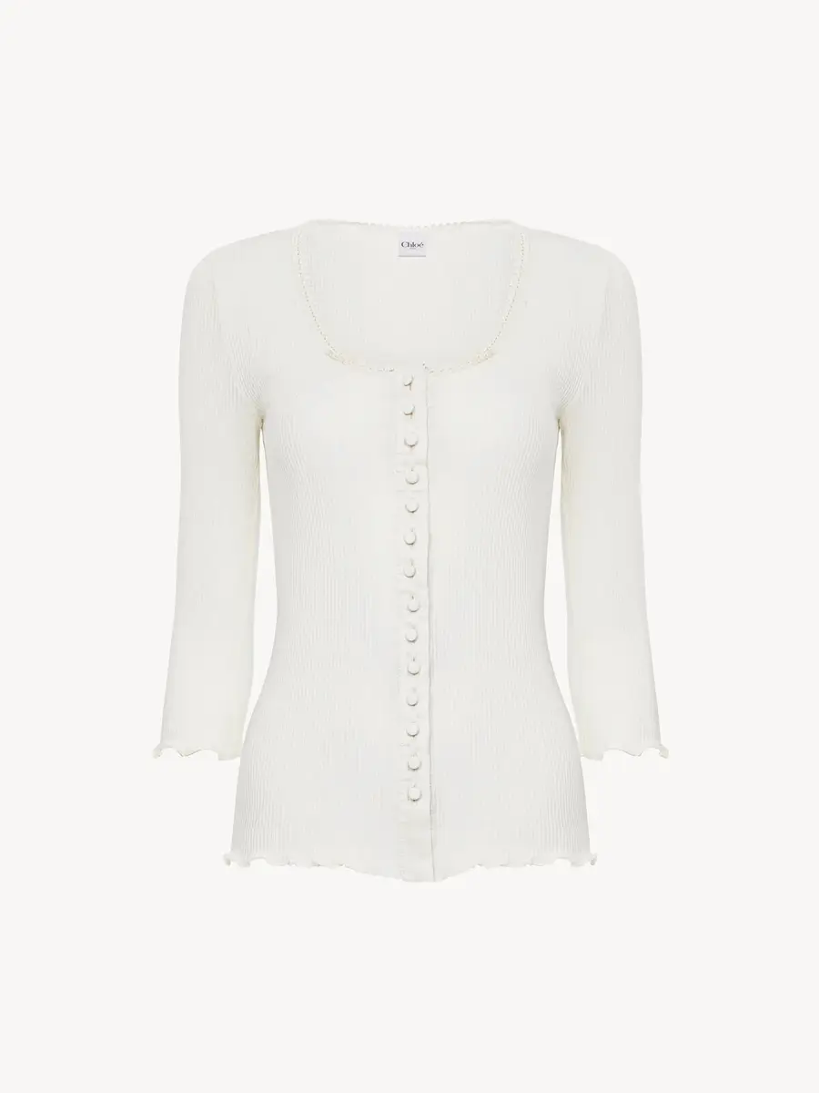 Chloé Fitted top in cotton & silk jersey | Thumbnail 2