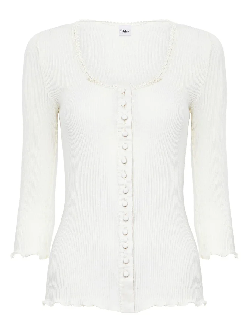 Fitted top in cotton & silk jersey Fitted top in cotton & silk jersey