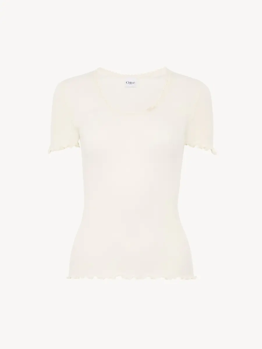 Chloé Scoop-neck fitted T-shirt in cotton & silk jersey | Thumbnail 2 Chloé Scoop-neck fitted T-shirt in cotton & silk jersey | Thumbnail 2