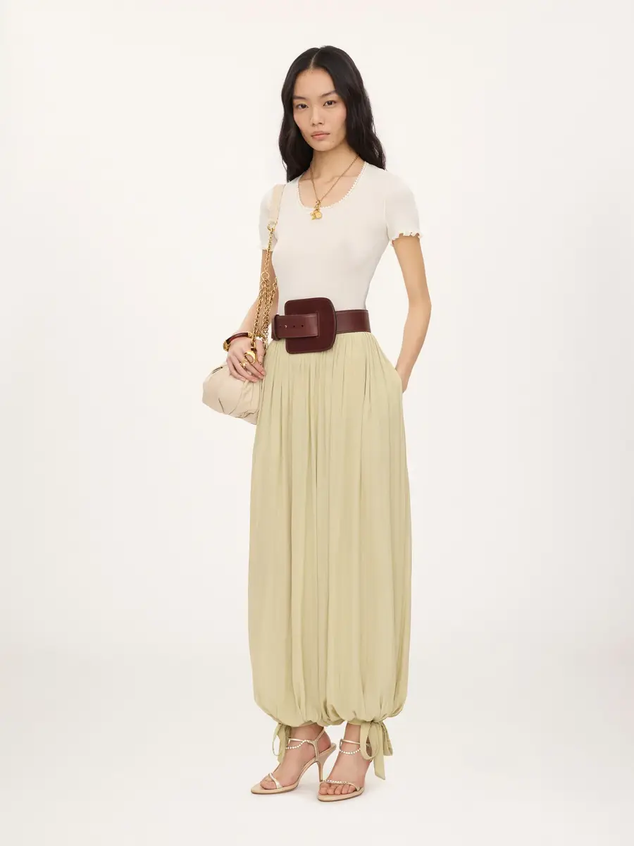 Chloé Scoop-neck fitted T-shirt in cotton & silk jersey | Thumbnail 3 Chloé Scoop-neck fitted T-shirt in cotton & silk jersey | Thumbnail 3