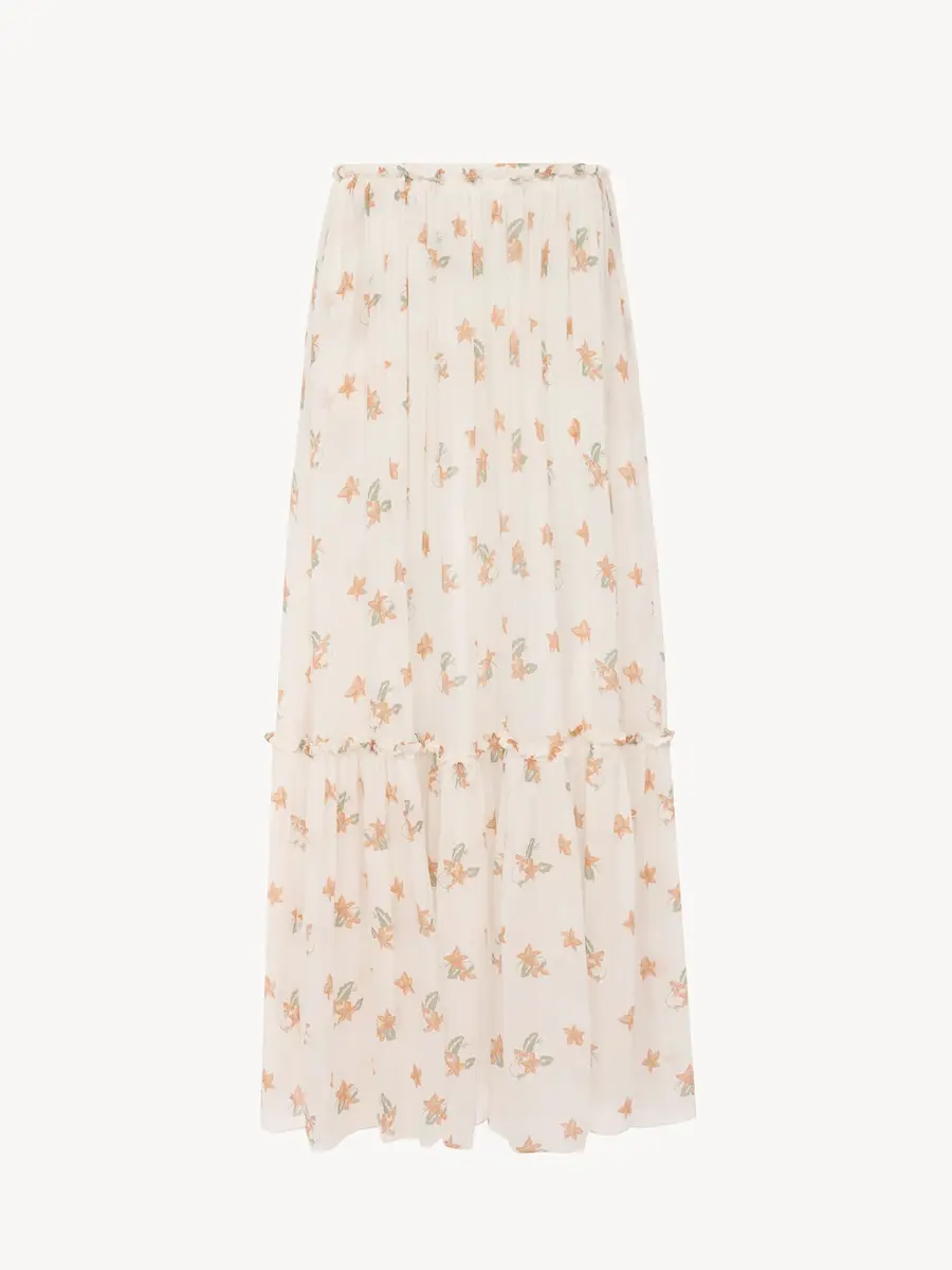Chloé Gathered long skirt in silk charmeuse | Thumbnail 2 Chloé Gathered long skirt in silk charmeuse | Thumbnail 2