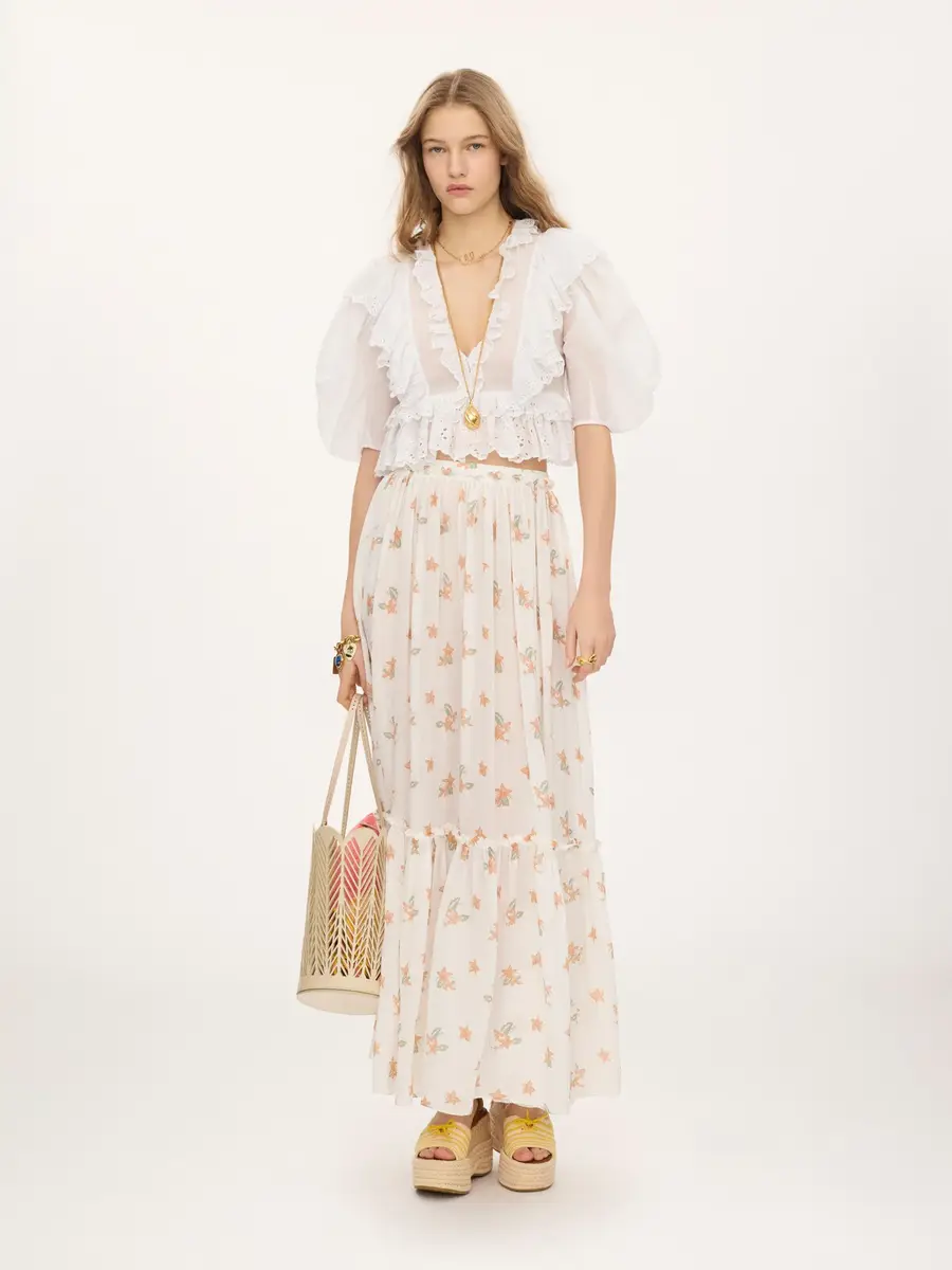 Chloé Gathered long skirt in silk charmeuse | Thumbnail 3 Chloé Gathered long skirt in silk charmeuse | Thumbnail 3