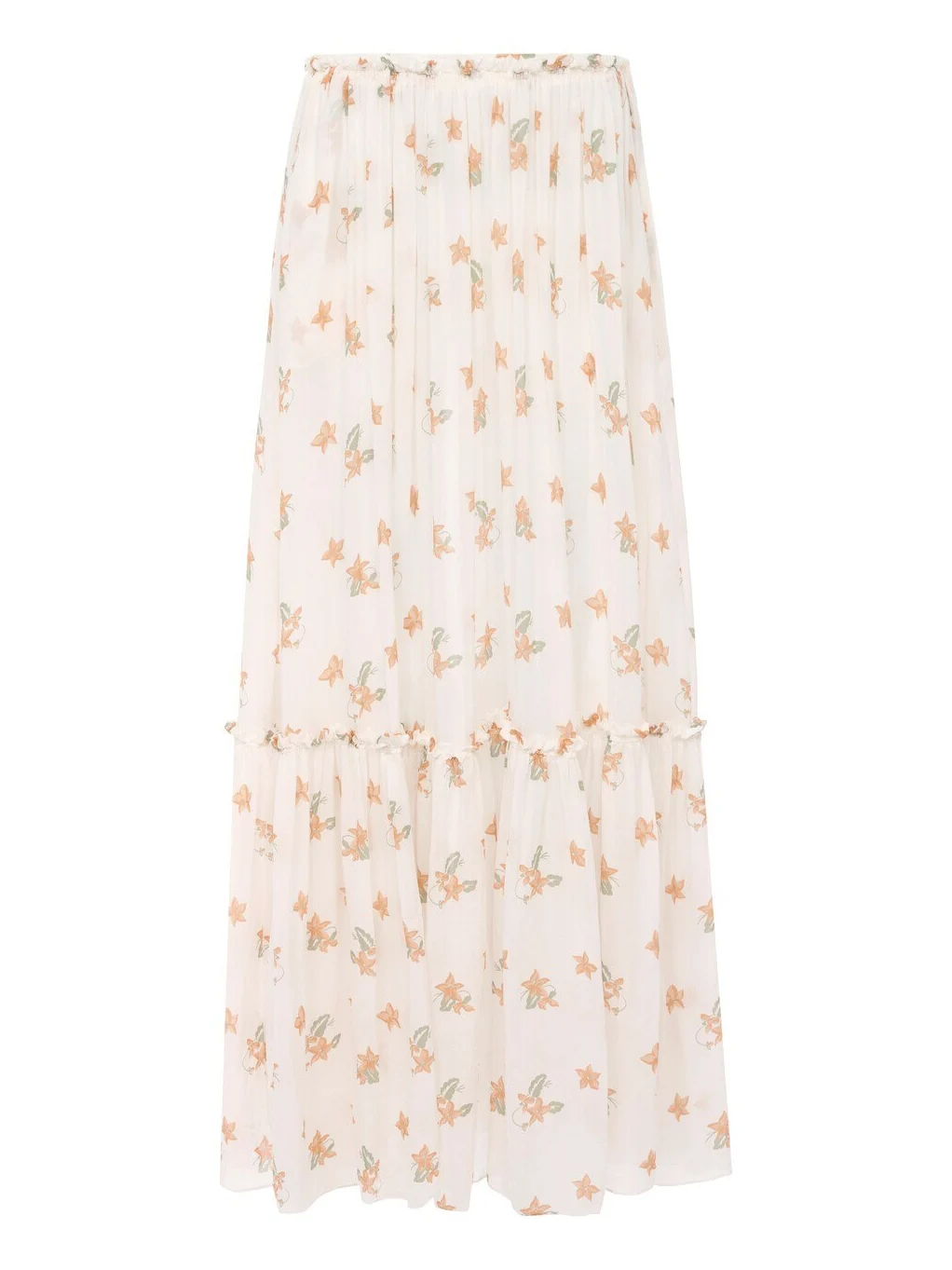 Gathered long skirt in silk charmeuse Gathered long skirt in silk charmeuse