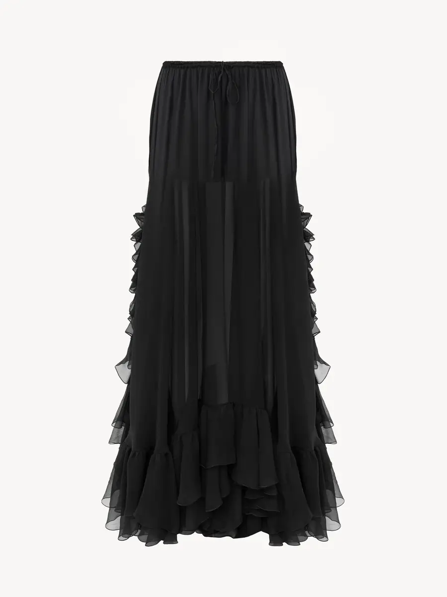 Chloé Ruffled long skirt in silk mousseline | Thumbnail 2 Chloé Ruffled long skirt in silk mousseline | Thumbnail 2