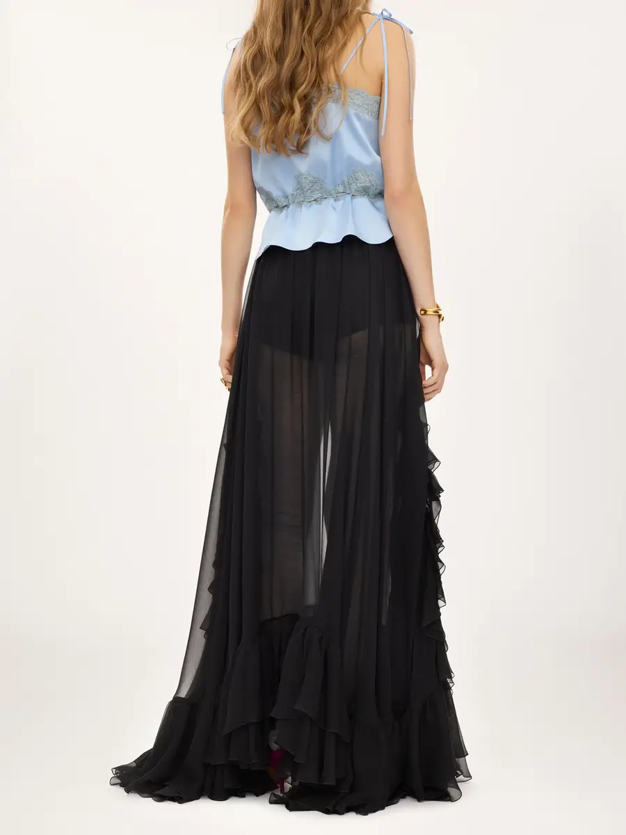 Chloé Ruffled long skirt in silk mousseline | Thumbnail 5 Chloé Ruffled long skirt in silk mousseline | Thumbnail 5