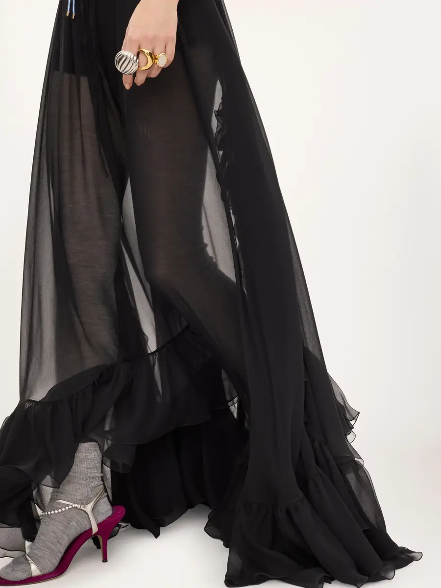 Chloé Ruffled long skirt in silk mousseline | Thumbnail 6 Chloé Ruffled long skirt in silk mousseline | Thumbnail 6