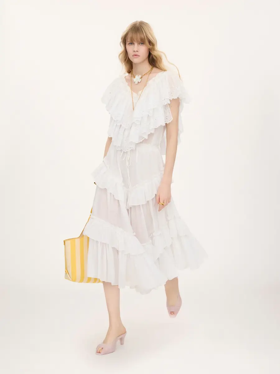 Chloé Layered ruffled midi skirt in cotton voile | Thumbnail 3 Chloé Layered ruffled midi skirt in cotton voile | Thumbnail 3
