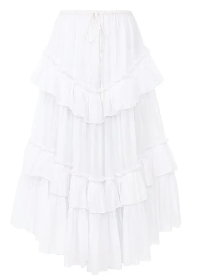 Chloé Layered ruffled midi skirt in cotton voile