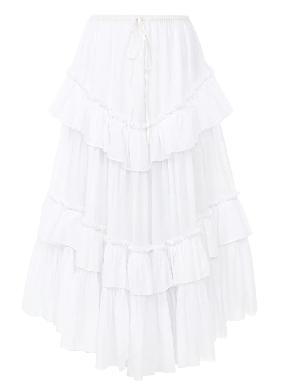 Chloé Layered ruffled midi skirt in cotton voile