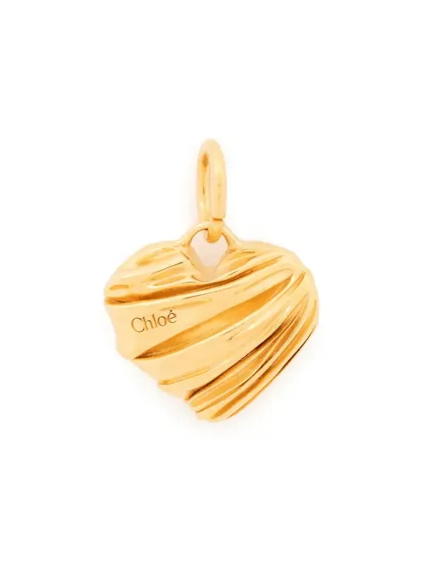 Pleated heart charm in brass Pleated heart charm in brass
