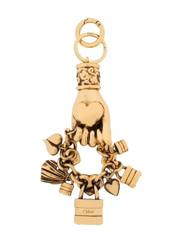 Chloé Symbols Hand & Heart key ring bag charm in copper Chloé Symbols Hand & Heart key ring bag charm in copper