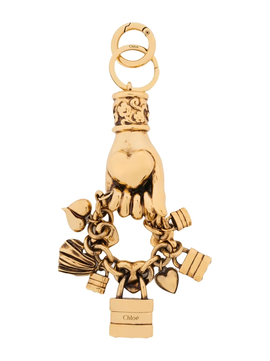 Chloé Chloé Symbols Hand & Heart key ring bag charm in copper