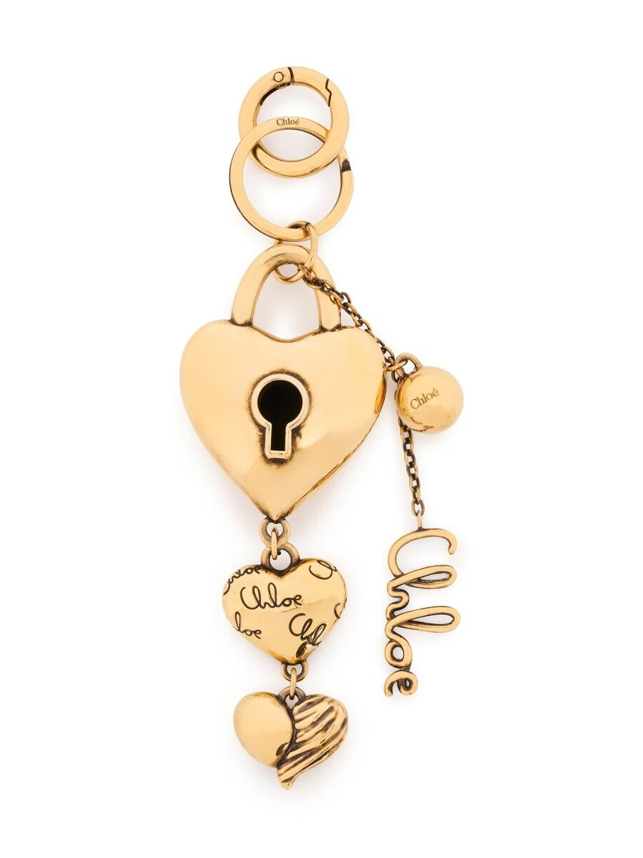 Chloé Symbols Multiple Hearts key ring bag charm in copper Chloé Symbols Multiple Hearts key ring bag charm in copper