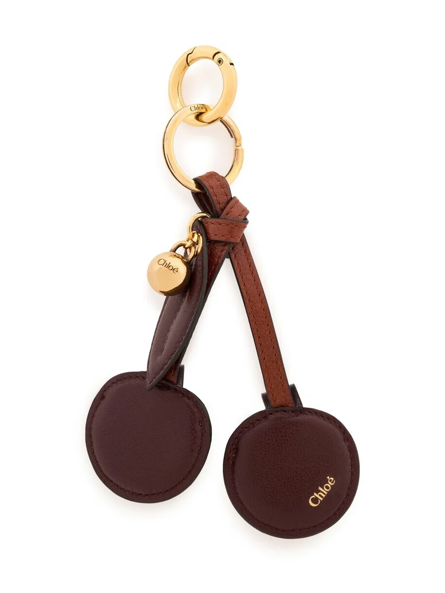 Chloé Symbols Cherry key ring bag charm in grained leather Chloé Symbols Cherry key ring bag charm in grained leather