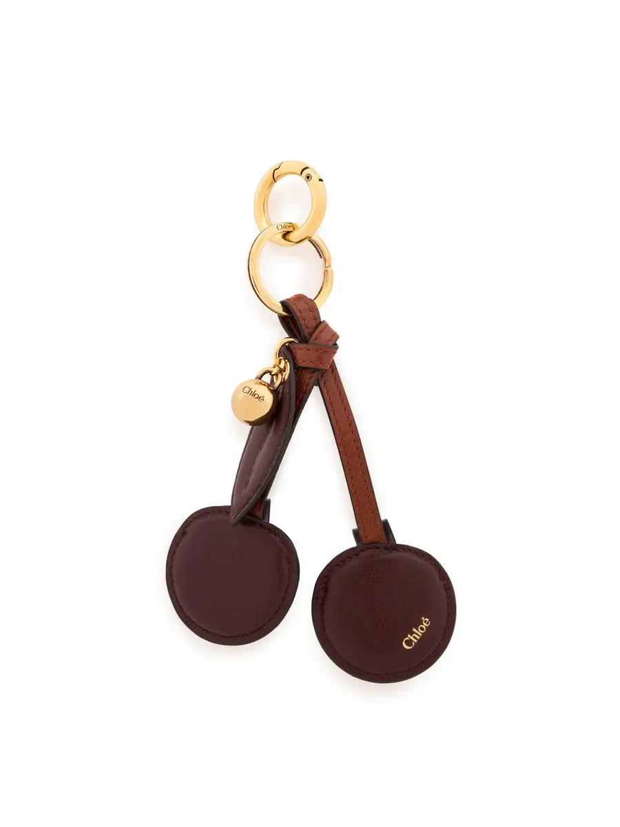 Chloé Chloé Symbols Cherry key ring bag charm in grained leather | Image 1 Chloé Chloé Symbols Cherry key ring bag charm in grained leather | Image 1