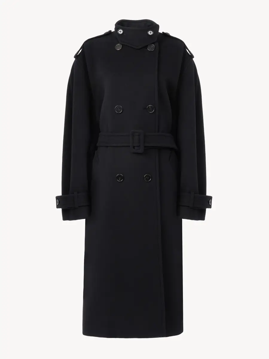 Chloé High-neck long coat in double-face wool | Thumbnail 2