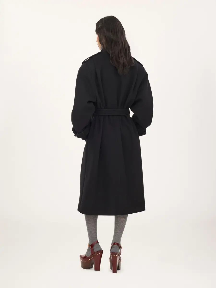Chloé High-neck long coat in double-face wool | Thumbnail 5