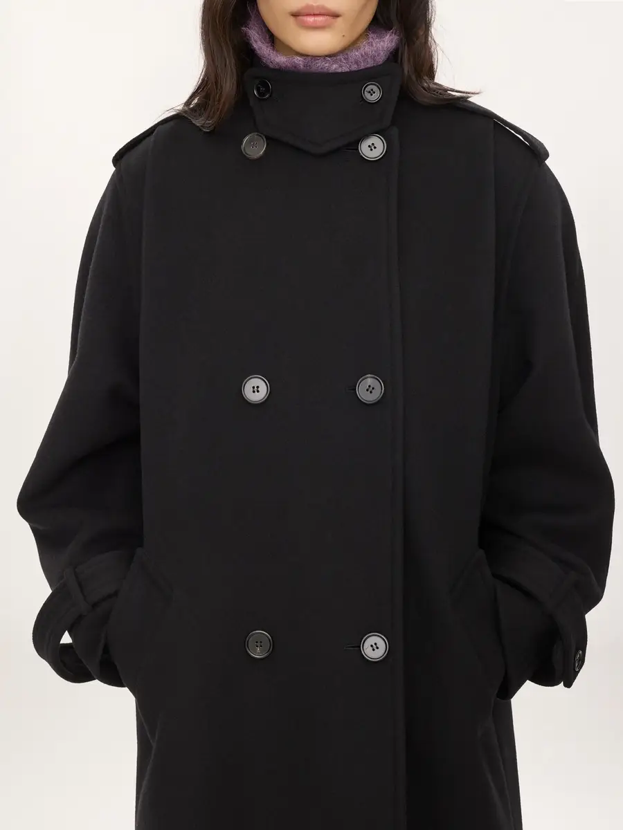 Chloé High-neck long coat in double-face wool | Thumbnail 8