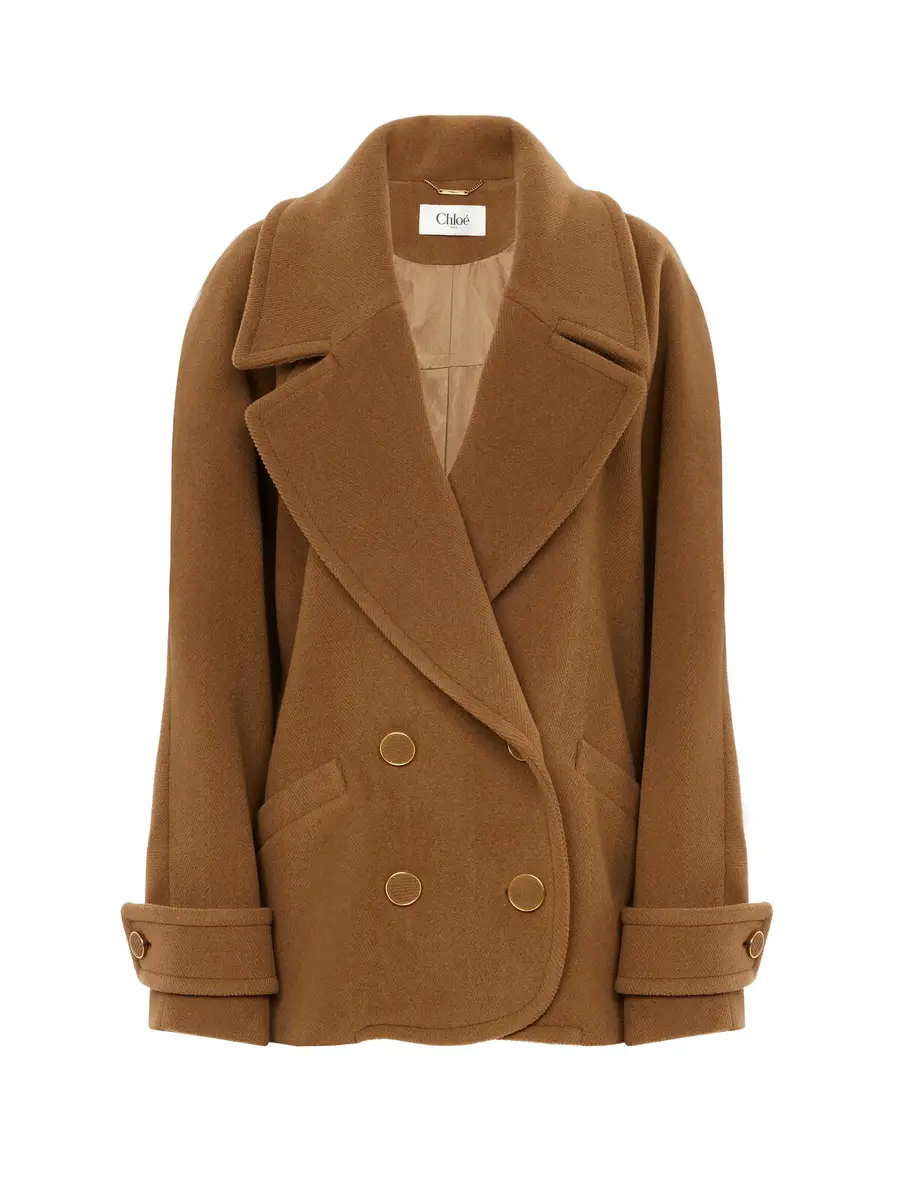 Chloé Double-breasted short coat in herringbone wool | Thumbnail 2