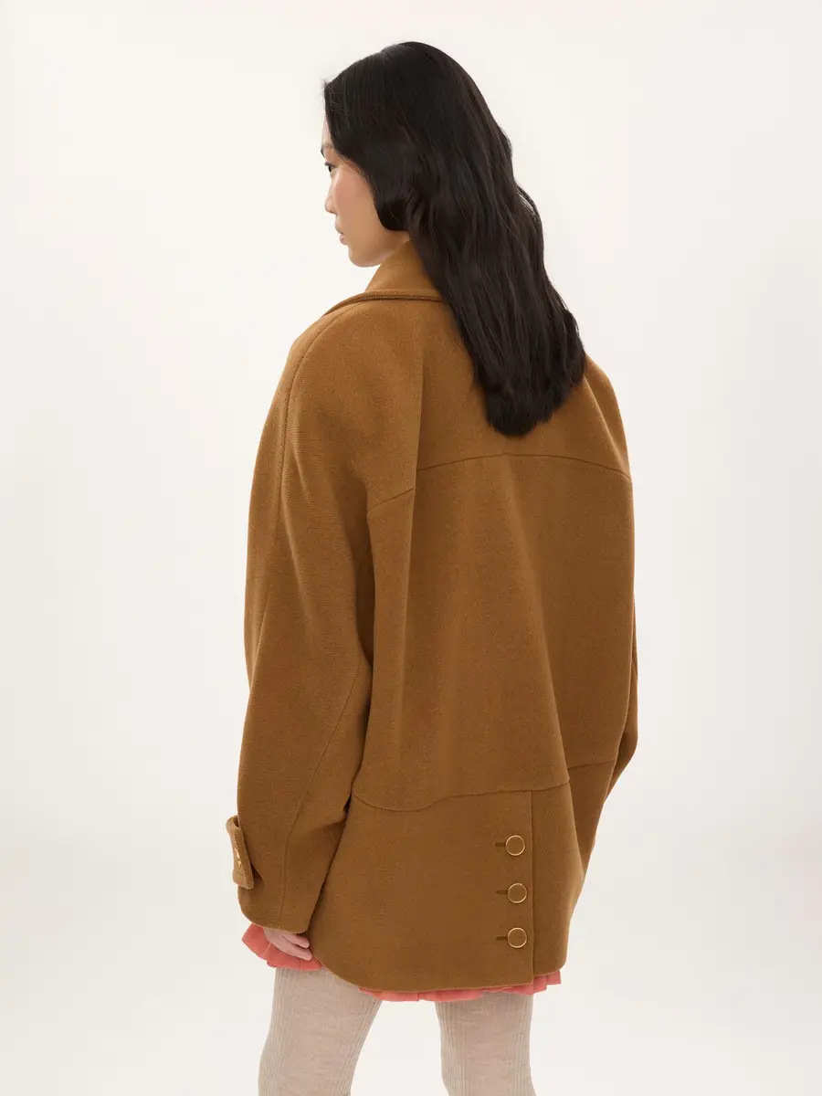 Chloé Double-breasted short coat in herringbone wool | Thumbnail 6