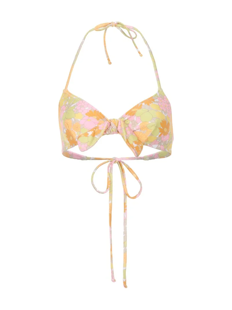 Sunbleached flower-print bikini top