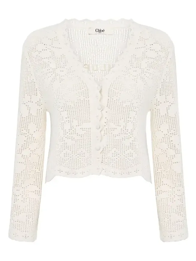 Cropped cardigan in a cotton knit