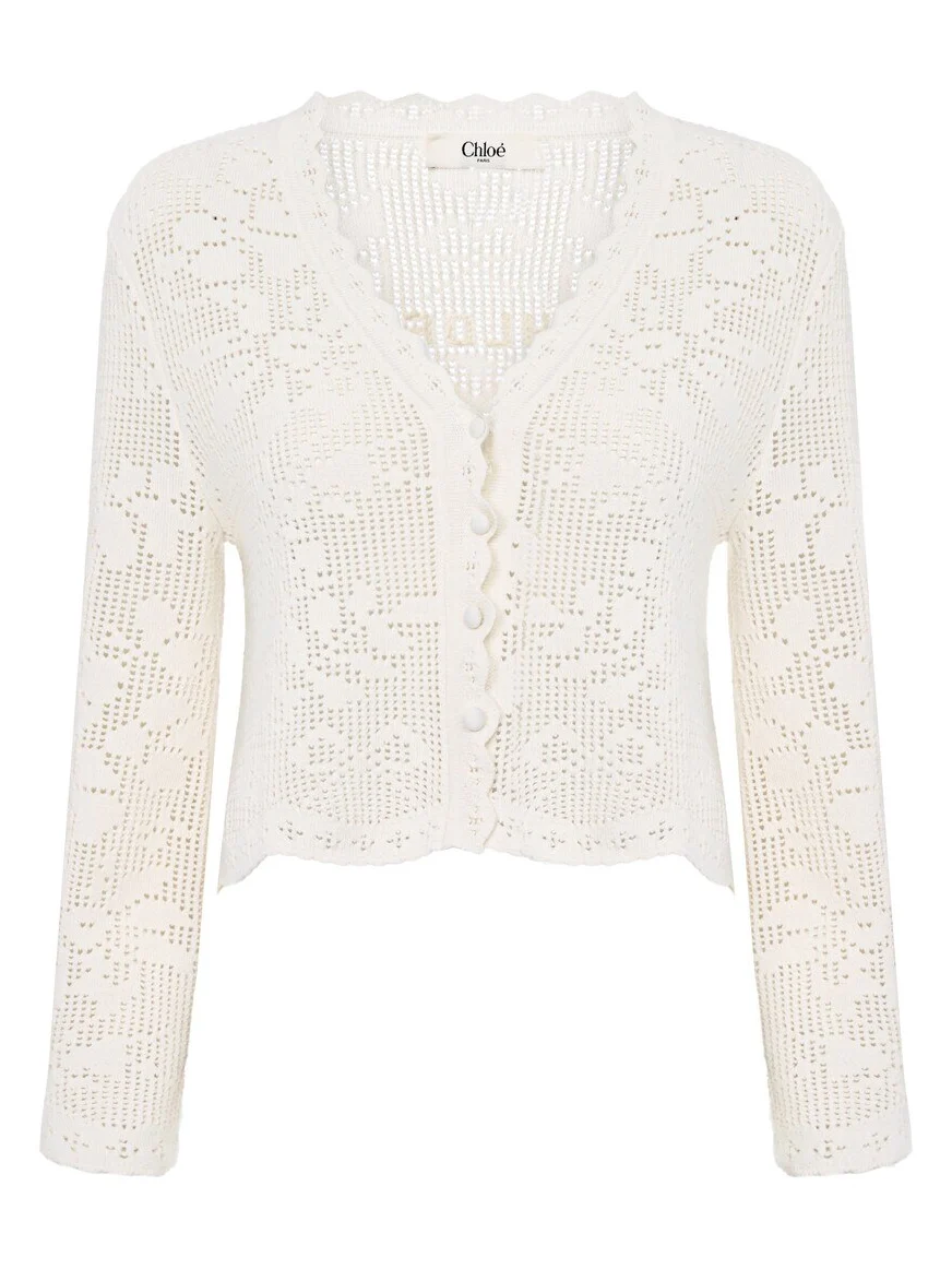 Cropped cardigan in a cotton knit