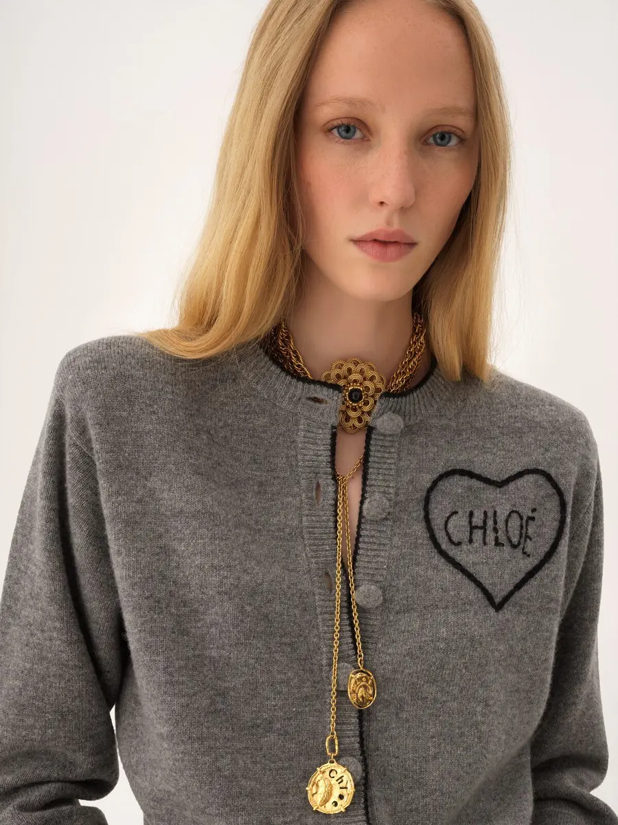 Chloé Fitted logo cardigan in a wool & cashmere knit | Thumbnail 6 Chloé Fitted logo cardigan in a wool & cashmere knit | Thumbnail 6