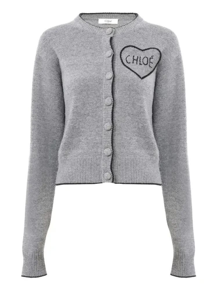 Fitted logo cardigan in a wool & cashmere knit Fitted logo cardigan in a wool & cashmere knit