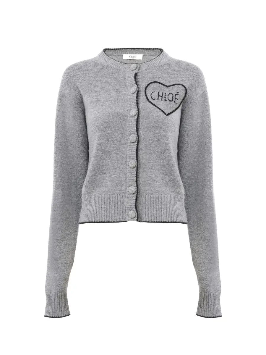 Chloé Fitted logo cardigan in a wool & cashmere knit | Image 1 Chloé Fitted logo cardigan in a wool & cashmere knit | Image 1