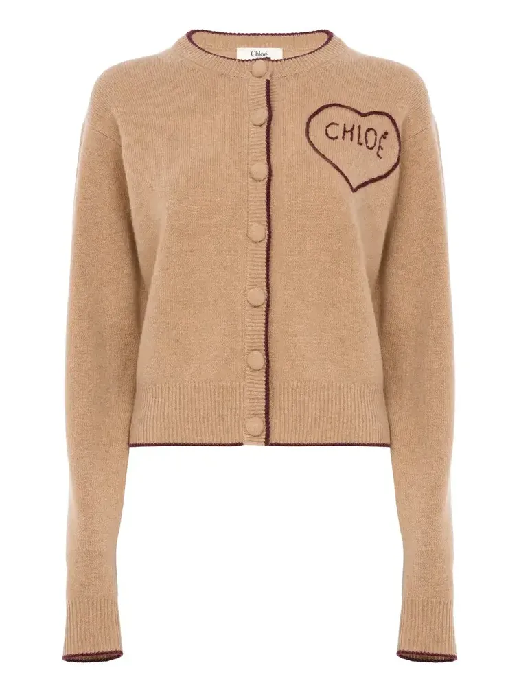 Fitted logo cardigan in a wool & cashmere knit Fitted logo cardigan in a wool & cashmere knit
