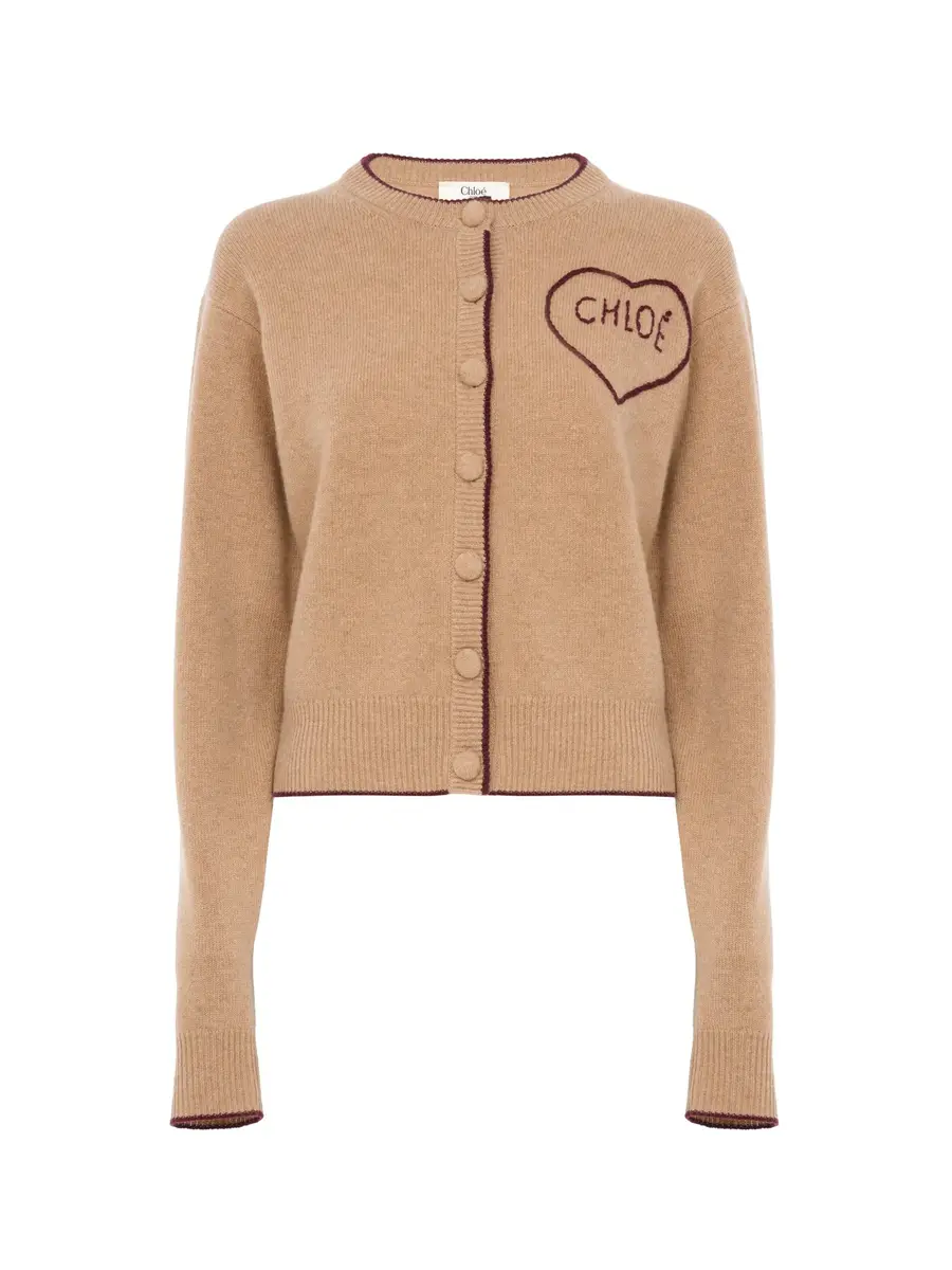 Chloé Fitted logo cardigan in a wool & cashmere knit | Image 1 Chloé Fitted logo cardigan in a wool & cashmere knit | Image 1