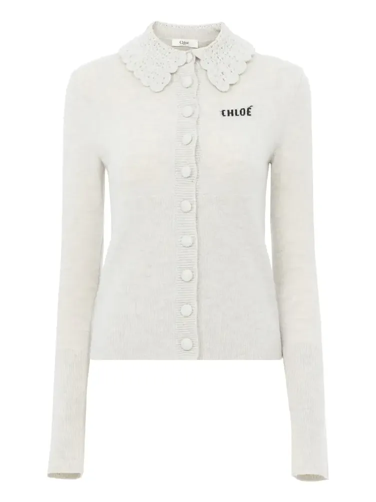 Fitted logo cardigan in a wool knit Fitted logo cardigan in a wool knit