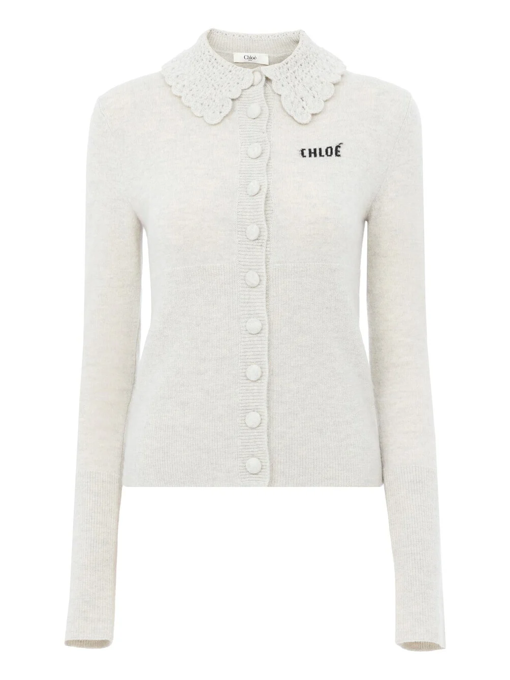 Fitted logo cardigan in a wool knit