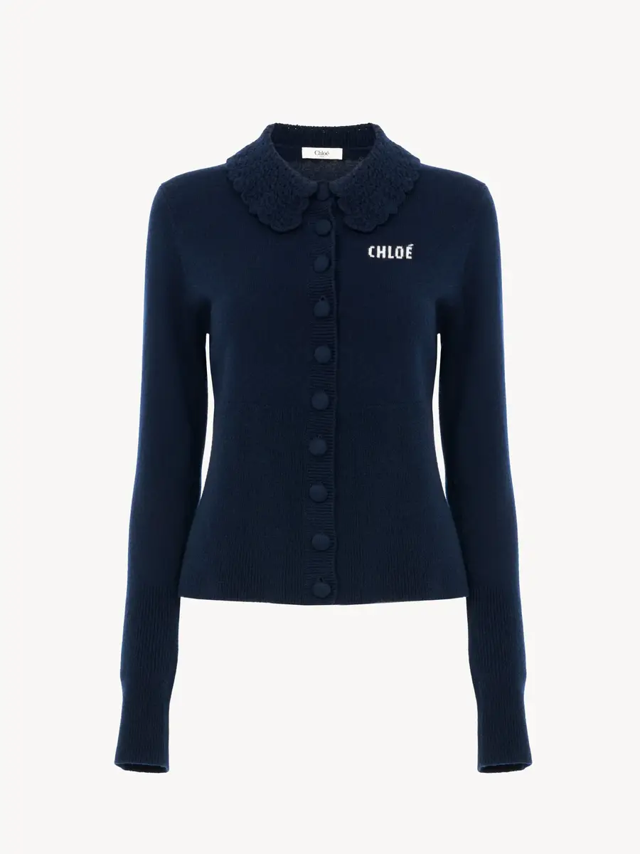 Chloé Fitted logo cardigan in a wool knit | Thumbnail 2 Chloé Fitted logo cardigan in a wool knit | Thumbnail 2