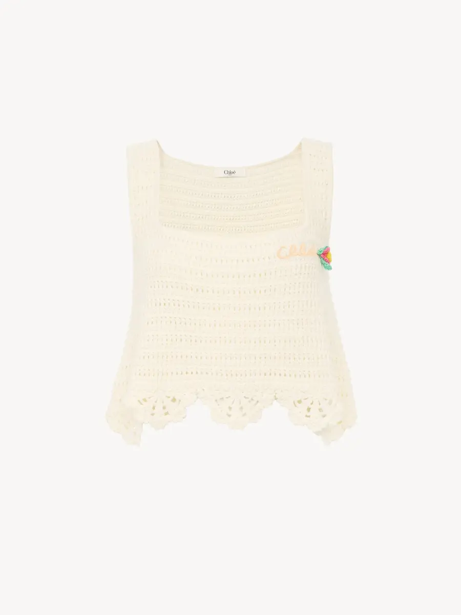 Chloé Sleeveless cropped top in crochet knit | Thumbnail 2 Chloé Sleeveless cropped top in crochet knit | Thumbnail 2
