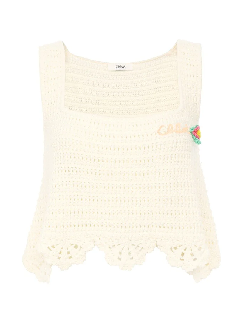 Chloé Sleeveless cropped top in crochet knit